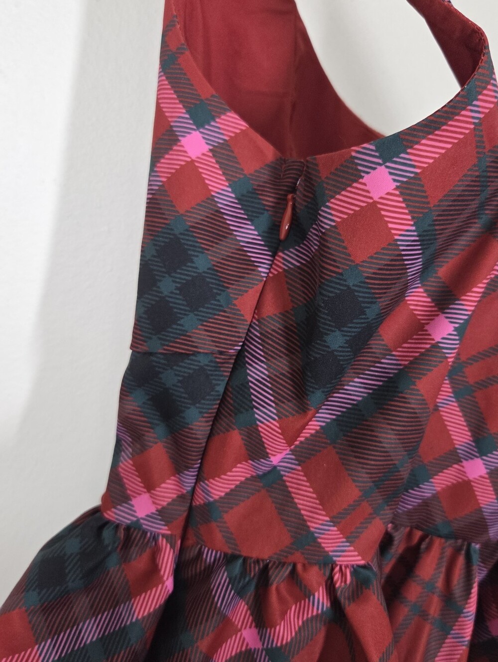 Altar'd State Red Pink Tartan Plaid Bow Babydoll Mini Dress Holiday Preppy Punk - Picture 6 of 9